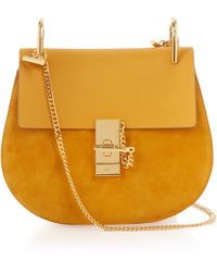 Chlo Drew Mini Leather And Suede Cross-Body Bag in Blue (BURGUNDY ...