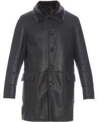 Gieves & Hawkes Button-through Shearling Coat - Black