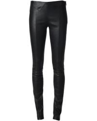 Saint Laurent Stretch Leather Leggings in Black | Lyst