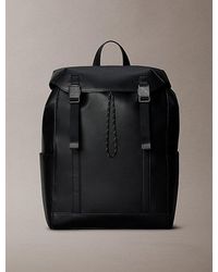 Calvin Klein - Emblem Logo Saffiano Flap Backpack - Lyst