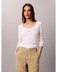 Calvin Klein - Jeans Ribbed Cotton Long Sleeve Top - Lyst