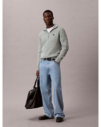 Calvin Klein - Jeans Wool Blend Zip Neck Jumper - Lyst