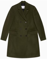 Calvin Klein Double-breasted Overjas Van Wol En Kasjmier - Groen