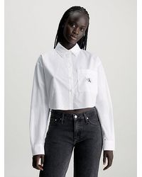 Calvin Klein - Cropped Overhemd Van Poplinkatoen - Lyst