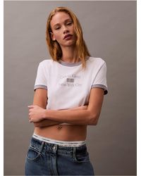 Calvin Klein - Calvin Klein Logo Graphic Cropped Classic T-Shirt - Lyst