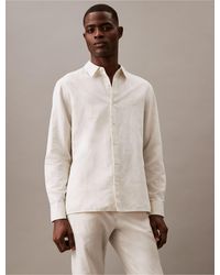Calvin Klein - Solid Linen Blend Classic Button-down Shirt - Lyst