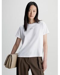 Calvin Klein - Camiseta de algodón con logo pequeño - Lyst