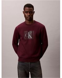 Calvin Klein - Calvin Klein Fleece Layered Monogram Graphic Sweatshirt - Lyst