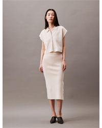 Calvin Klein - Split Hem Midi Skirt - Lyst