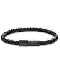 Calvin Klein - Jeans Braided Leather And Steel Bracelet - Lyst