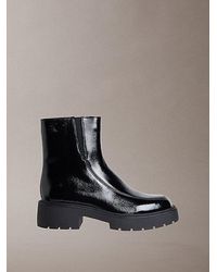 Calvin Klein - Jeans Leather Chunky Heeled Zip Boots - Lyst