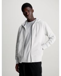 Calvin Klein - Sweat à capuche zippé en tissu éponge de coton - Lyst