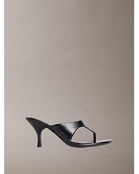 Calvin Klein - Elisa Leather Kitten Heel Sandals - Lyst