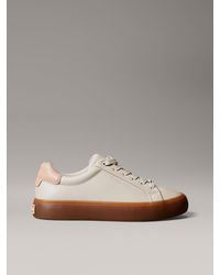 Calvin Klein - Smooth Leather Embossed Logo Trainers - Lyst