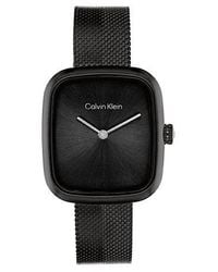 Calvin Klein - Sculpted Vierkant Armbandhorloge Met Mesh - Lyst