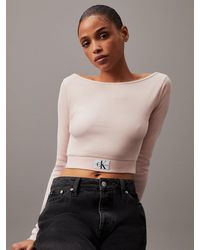 Calvin Klein - Slim Long Sleeve Cropped Top - Lyst