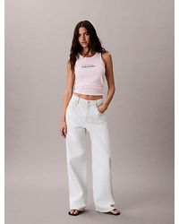 Calvin Klein - Smalle Geribbelende Katoenen Tanktop - Lyst