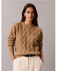 Calvin Klein - Wool Blend Cable Knit Sweater - Lyst