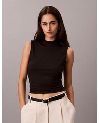 Calvin Klein - Slim Ribbed Sleeveless Top - Lyst