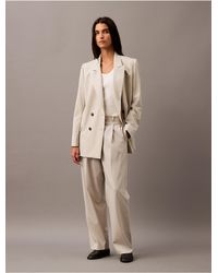Calvin Klein - Pleated Wool Gabardine Blend Trouser - Lyst