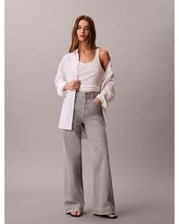 Calvin Klein - Super High Rise Wide Leg Jeans - Lyst