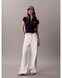 Calvin Klein - Geripptes Top Mit Monogramm-Logoaufnäher Und Reißverschluss - Lyst
