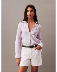Calvin Klein - Textured Button-front Roll-sleeve Shirt - Lyst