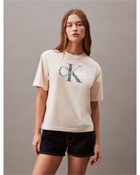 Calvin Klein - Monogram Logo Boxy Crewneck T-shirt - Lyst