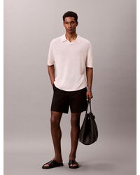 Calvin Klein - Linen Blend Open Collar Polo Shirt - Lyst