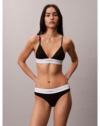 Calvin Klein - Unlined Triangle Bralette Cotton Modal Stretch Rib - Lyst