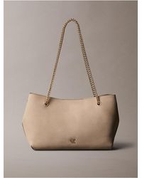 Calvin Klein - Sueded Minimal Monogram Chain Shoulder Bag - Lyst