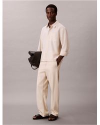 Calvin Klein - Calvin Klein Linen Cotton Cropped Relaxed Button-Down Shirt - Lyst