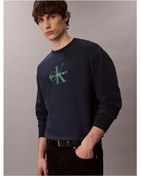 Calvin Klein - Calvin Klein Premium Terry Monogram Logo Relaxed Sweatshirt - Lyst