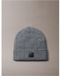 Calvin Klein - Grid Stitch Cuff Hat - Lyst