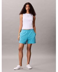 Calvin Klein - Badstof Korte Broek Met Monogram-Logo - Lyst