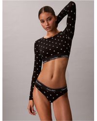 Calvin Klein - Icon Cotton Modal Lightly Lined Long Sleeve Tee Bralette - Lyst
