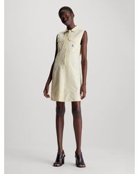 Calvin Klein - Robe sans manches en lin et coton - Lyst