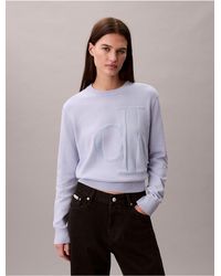 Calvin Klein - Calvin Klein Smooth Cotton Chenille Monogram Sweater - Lyst