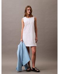 Calvin Klein - Ärmelloses Minikleid Aus Baumwoll-Popeline - Lyst