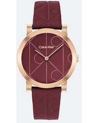 Calvin Klein - All Over Monogram Leather Strap Watch - Lyst