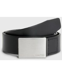 Calvin Klein - Cinturón de cuero con placa - Lyst