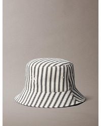 Calvin Klein - Embroidered Monogram Striped Bucket Hat - Lyst