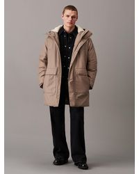Calvin Klein - Cotton Nylon Padded Parka Coat - Lyst