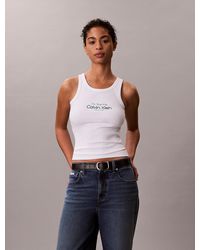 Calvin Klein - Slim Ribbed Cotton Tank Top - Lyst
