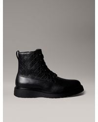 Calvin Klein - Bottes En Cuir À Lacets, Fermeture Éclair Et Logo Emblem - Lyst