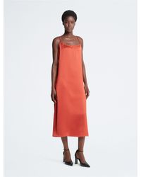 Calvin Klein - Satin Midi Slip Dress - Lyst