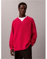 Calvin Klein - Merino Wool Blend Relaxed V-Neck Sweater - Lyst
