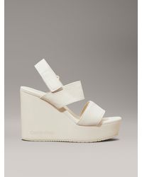 Calvin Klein - Canvas Platform Wedge Sandals - Lyst