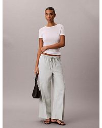 Calvin Klein - Jeans Linen Blend Wide Leg Trousers - Lyst