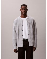 Calvin Klein - Cotton Blend Ribbed Relaxed Cardigan - Lyst